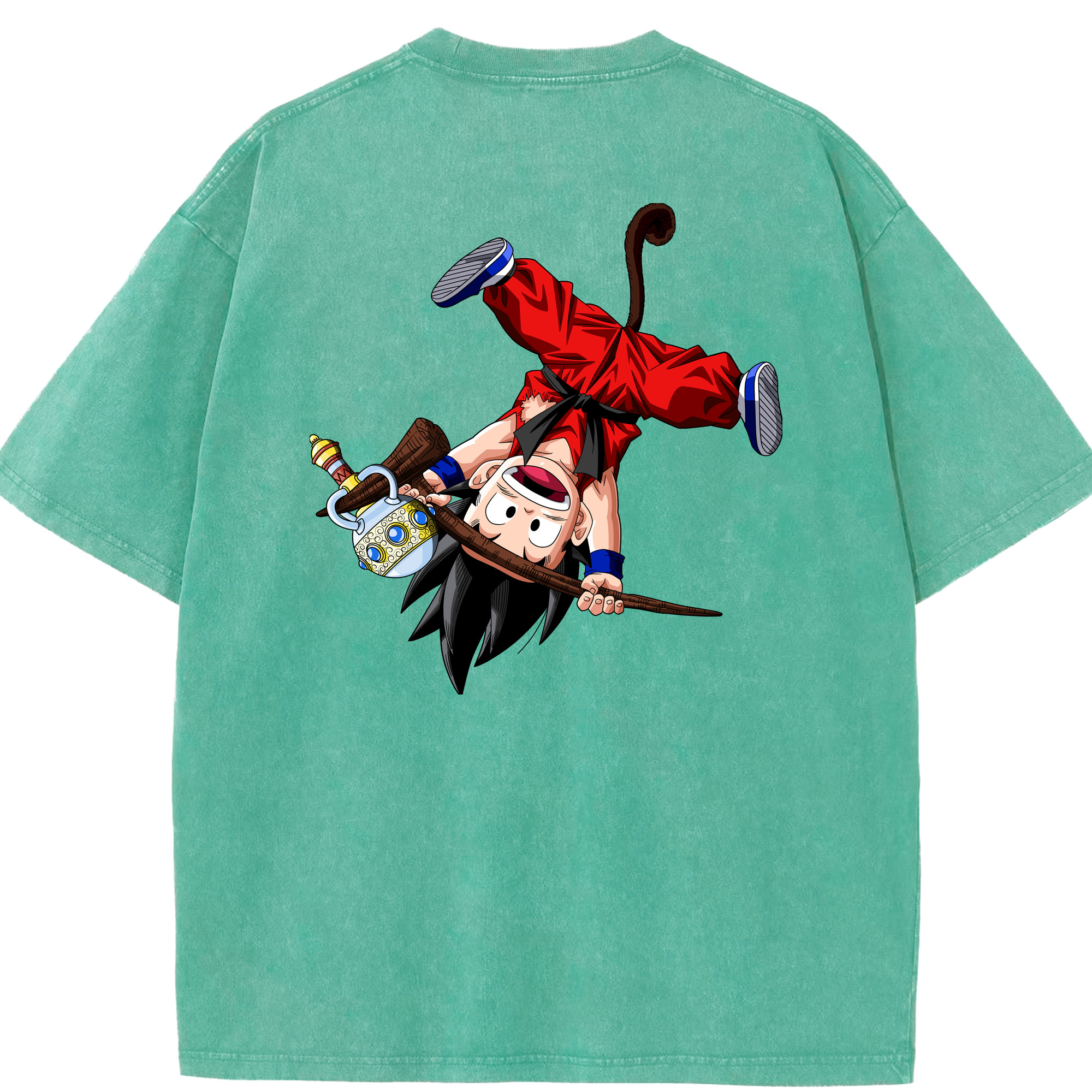 （画像用） ドラゴンボール 孫悟空（そん ごくう）Son Goku カカロット DRAGON BALL Kakarotto 綿100% ヴィンテージ風 半袖Tシャツ（背面プリント）